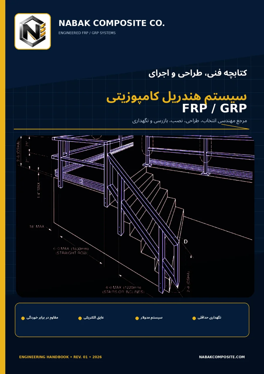 کتابچه فنی سیستم هندریل کامپوزیتی FRP/GRP ناباک | طراحی، نصب و بازرسی