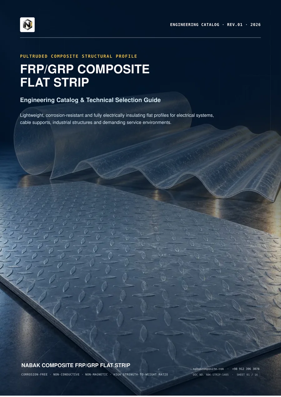 NABAK Pultruded FRP/GRP Flat Strip Engineering Catalog | Technical Specs & Dimension Table